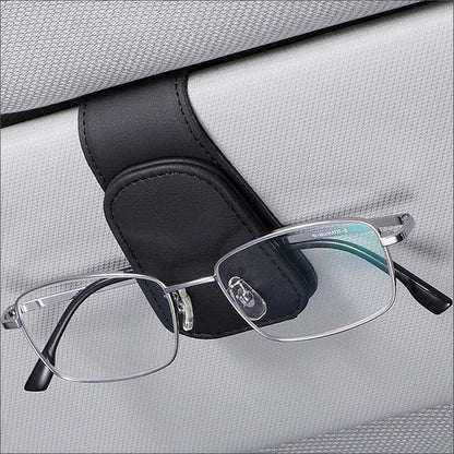 Supporto per Occhiali Sole da Auto,pelle nero-per alette parasole auto